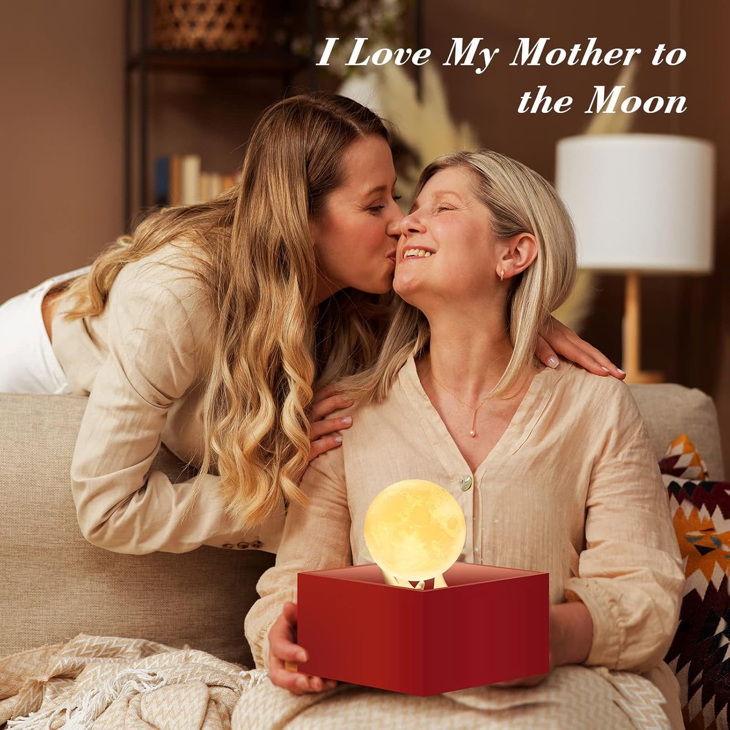 Moon Lamp with Hand Base – 3.5" Touch Control Night Light, Warm & Cool White